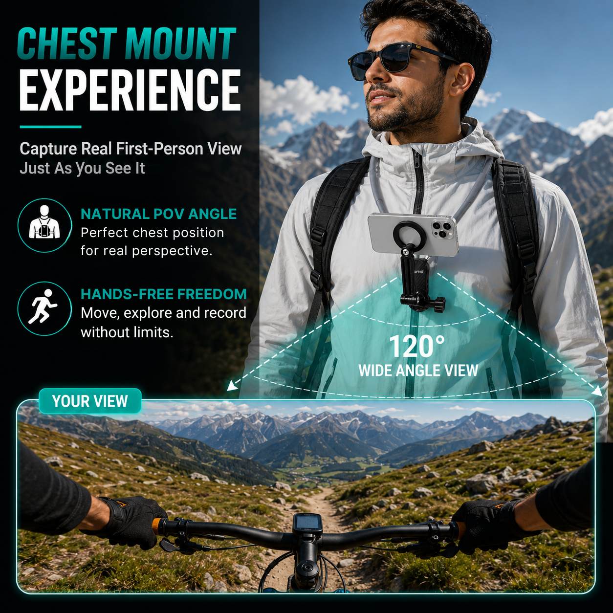 DIGITIO Magnetic Neck Phone Holder for Mobile | Hands-Free Hanging Neckband Mobile Accessories for Youtube Vlogging, Photography, POV Recording, Travel & Shooting | Vlog Neck Gadgets for Smartphone