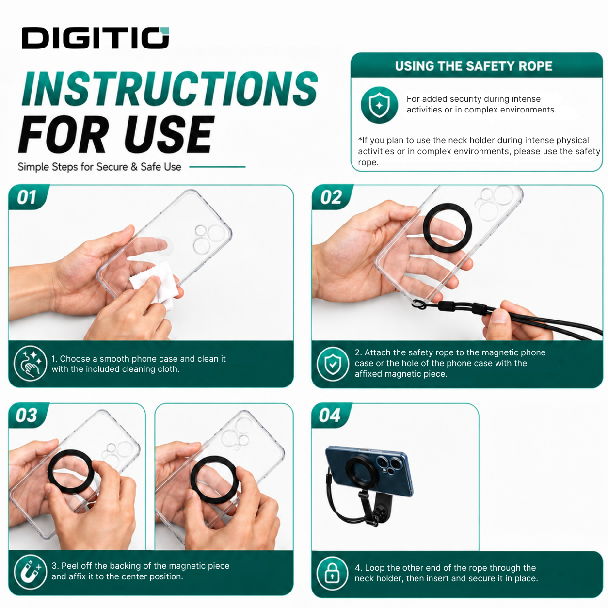 DIGITIO Magnetic Neck Phone Holder for Mobile | Hands-Free Hanging Neckband Mobile Accessories for Youtube Vlogging, Photography, POV Recording, Travel & Shooting | Vlog Neck Gadgets for Smartphone