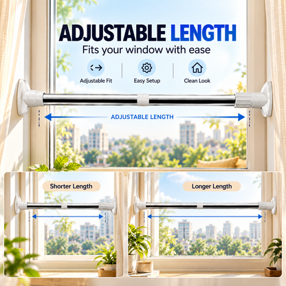No-Drill Adjustable Curtain Rod – Easy Window Installation