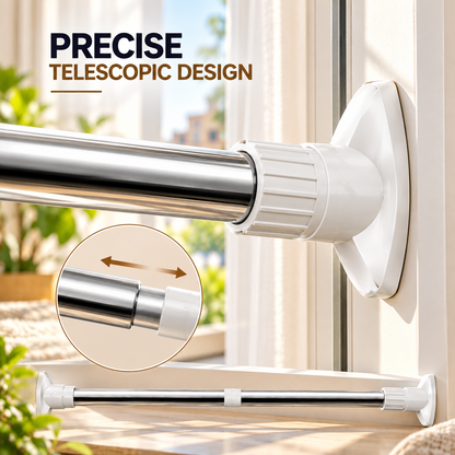 No-Drill Adjustable Curtain Rod – Easy Window Installation